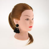 Maxbell Behomian Statement Enamel Fringed Thread Tassel Dangle Stud Earrings Black - Aladdin Shoppers