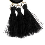 Maxbell Behomian Statement Enamel Fringed Thread Tassel Dangle Stud Earrings Black - Aladdin Shoppers