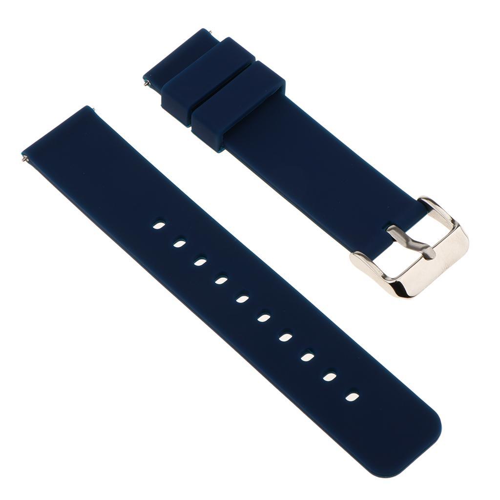 Maxbell Maxbell 20mm Silicone Waterproof Sports Watchband Strap Deployment Clasp Navy Blue