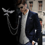 Maxbell Tassel Chain Brooch Flying Eagle Women Men's Tassel Brooch Corsage Silver - Aladdin Shoppers