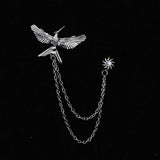 Maxbell Tassel Chain Brooch Flying Eagle Women Men's Tassel Brooch Corsage Silver - Aladdin Shoppers