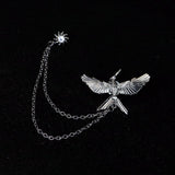 Maxbell Tassel Chain Brooch Flying Eagle Women Men's Tassel Brooch Corsage Silver - Aladdin Shoppers