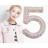 Maxbell 2 Pieces Crystal Rhinestone Imitation Pearls Number 5 Brooch Pin Jewelry