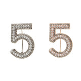 Maxbell 2 Pieces Crystal Rhinestone Imitation Pearls Number 5 Brooch Pin Jewelry