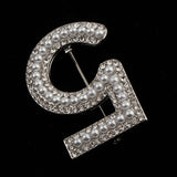Maxbell 2 Pieces Crystal Rhinestone Imitation Pearls Number 5 Brooch Pin Jewelry