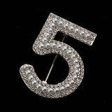 Maxbell 2 Pieces Crystal Rhinestone Imitation Pearls Number 5 Brooch Pin Jewelry