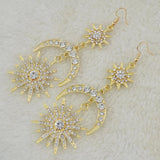 Maxbell Crystal Rhinestone Star Moon Dangle Earrings Women's Wedding Jewelry Gold - Aladdin Shoppers