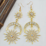 Maxbell Crystal Rhinestone Star Moon Dangle Earrings Women's Wedding Jewelry Gold - Aladdin Shoppers