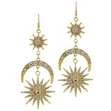 Maxbell Crystal Rhinestone Star Moon Dangle Earrings Women's Wedding Jewelry Gold - Aladdin Shoppers