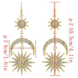 Maxbell Crystal Rhinestone Star Moon Dangle Earrings Women's Wedding Jewelry Gold - Aladdin Shoppers