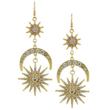 Maxbell Crystal Rhinestone Star Moon Dangle Earrings Women's Wedding Jewelry Gold - Aladdin Shoppers