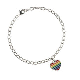 Maxbell Fashion Transgender LGBT Gay Pride Rainbow Flag Chain Link Bracelet Silver - Aladdin Shoppers