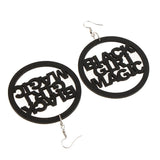 Maxbell Wood Girl Drop Dangle Earrings Lightweight Natural Ethnic Jewelry Black - Aladdin Shoppers