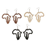 Maxbell Vintage Ethnic Natural Women wooden African Map Tribal Drop Earring Burlywod - Aladdin Shoppers