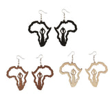 Maxbell Vintage Ethnic Natural Women wooden African Map Tribal Drop Earring Burlywod - Aladdin Shoppers