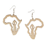 Maxbell Vintage Ethnic Natural Women wooden African Map Tribal Drop Earring Burlywod - Aladdin Shoppers