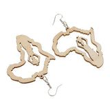 Maxbell Vintage Ethnic Natural Women wooden African Map Tribal Drop Earring Burlywod - Aladdin Shoppers
