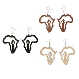 Maxbell Vintage Ethnic Natural Women wooden African Map Tribal Drop Earring Burlywod - Aladdin Shoppers