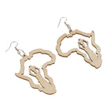Maxbell Vintage Ethnic Natural Women wooden African Map Tribal Drop Earring Burlywod - Aladdin Shoppers