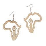 Maxbell Vintage Ethnic Natural Women wooden African Map Tribal Drop Earring Burlywod - Aladdin Shoppers