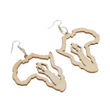 Maxbell Vintage Ethnic Natural Women wooden African Map Tribal Drop Earring Burlywod - Aladdin Shoppers