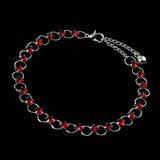 Maxbell 26.5cm Fashion Multi Color Bohemian Silver Plated Crystal Anklet Chain Red - Aladdin Shoppers