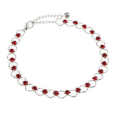 Maxbell 26.5cm Fashion Multi Color Bohemian Silver Plated Crystal Anklet Chain Red - Aladdin Shoppers