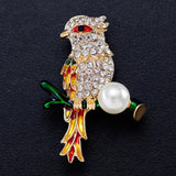 Rhinestone Bird Animal Collection Branch Pearl Bead Wedding Party Brooch Pin