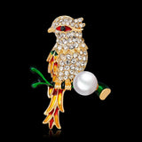 Rhinestone Bird Animal Collection Branch Pearl Bead Wedding Party Brooch Pin