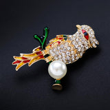 Rhinestone Bird Animal Collection Branch Pearl Bead Wedding Party Brooch Pin