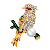 Rhinestone Bird Animal Collection Branch Pearl Bead Wedding Party Brooch Pin