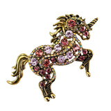 Maxbell Maxbell Vintage Rhinestone Unicorn Brooch Pins Animal Jewelry Costume Badge Pink