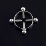 Maxbell 2 Pairs Fake Nipplering Non-piercing Steel Adjustable Screw Flower Ring