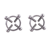 Maxbell 2 Pairs Fake Nipplering Non-piercing Steel Adjustable Screw Flower Ring