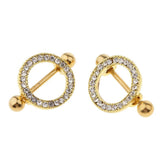 Maxbell 1 Pair Flower Circle Nipple Ring Shield Bohemian NippleRings Rhinestone - Aladdin Shoppers