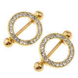 Maxbell 1 Pair Flower Circle Nipple Ring Shield Bohemian NippleRings Rhinestone - Aladdin Shoppers