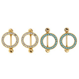 Maxbell 1 Pair Flower Circle Nipple Ring Shield Bohemian NippleRings Rhinestone - Aladdin Shoppers