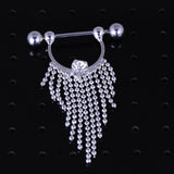 Maxbell 1 Pair Beads Tassle Nipple Ring Dangle Shield NippleRings White Crystal - Aladdin Shoppers
