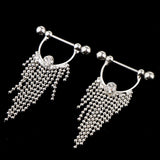 Maxbell 1 Pair Beads Tassle Nipple Ring Dangle Shield NippleRings White Crystal - Aladdin Shoppers