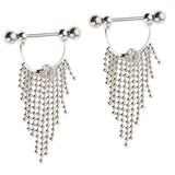 Maxbell 1 Pair Beads Tassle Nipple Ring Dangle Shield NippleRings White Crystal - Aladdin Shoppers