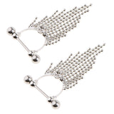 Maxbell 1 Pair Beads Tassle Nipple Ring Dangle Shield NippleRings White Crystal - Aladdin Shoppers