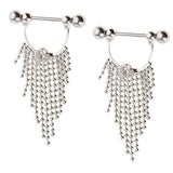 Maxbell 1 Pair Beads Tassle Nipple Ring Dangle Shield NippleRings White Crystal - Aladdin Shoppers