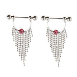 Maxbell 1 Pair Beads Tassle Nipple Ring Dangle Shield NippleRings Pink Crystal - Aladdin Shoppers