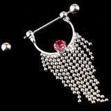 Maxbell 1 Pair Beads Tassle Nipple Ring Dangle Shield NippleRings Pink Crystal - Aladdin Shoppers