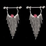 Maxbell 1 Pair Beads Tassle Nipple Ring Dangle Shield NippleRings Pink Crystal - Aladdin Shoppers