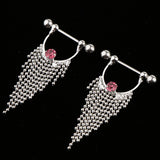 Maxbell 1 Pair Beads Tassle Nipple Ring Dangle Shield NippleRings Pink Crystal - Aladdin Shoppers