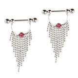 Maxbell 1 Pair Beads Tassle Nipple Ring Dangle Shield NippleRings Pink Crystal - Aladdin Shoppers