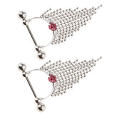 Maxbell 1 Pair Beads Tassle Nipple Ring Dangle Shield NippleRings Pink Crystal - Aladdin Shoppers