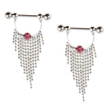 Maxbell 1 Pair Beads Tassle Nipple Ring Dangle Shield NippleRings Pink Crystal - Aladdin Shoppers