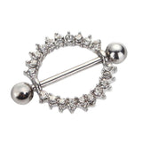 Maxbell 1 Pair Nipple Gem Paved Circle Sunflower Shield Nipple Ring White Rhinestone - Aladdin Shoppers